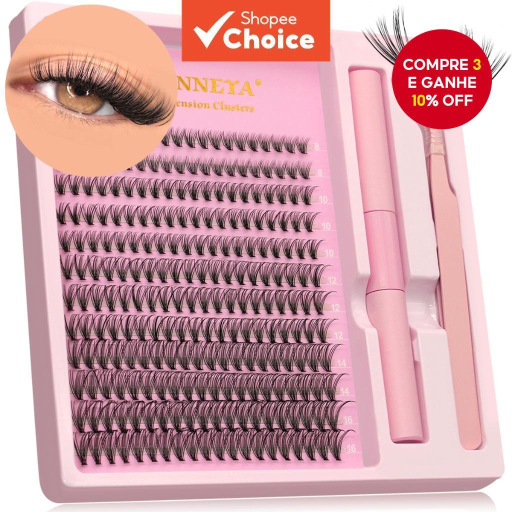 Kit de Extensão de Cílios Naturais Bestseller DIY com Pinça e Cola em Oferta na Shopee
