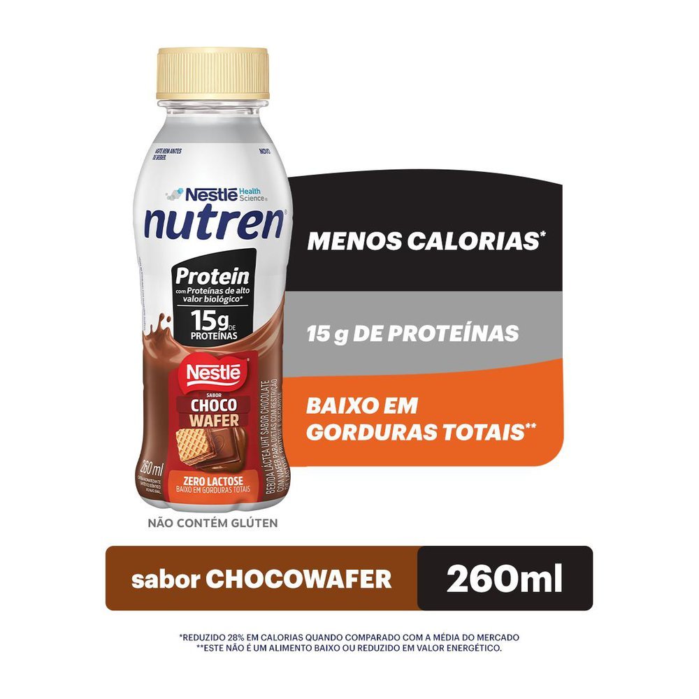 Bebida Láctea Nutren Protein com 15g de Proteínas Sabor Choco Wafer 260ml em Oferta na Shopee