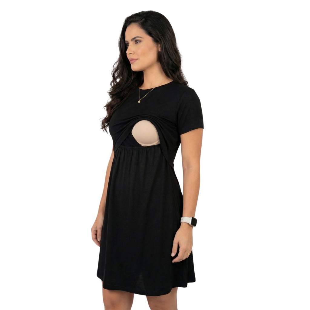 Vestido Amamentação Gestante Maternidade Abertura Frontal Roupa Pós Parto Confortável Tecido Leve Casual Dia a Dia em Oferta na Shopee