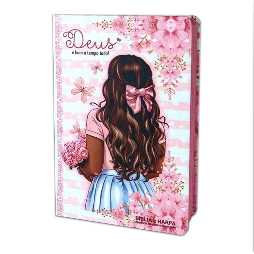 Biblia Sagrada Com Harpa - Palavra de Jesus em Vermelho - Capa Dura Média - Flores Aquarela em Oferta na Shopee