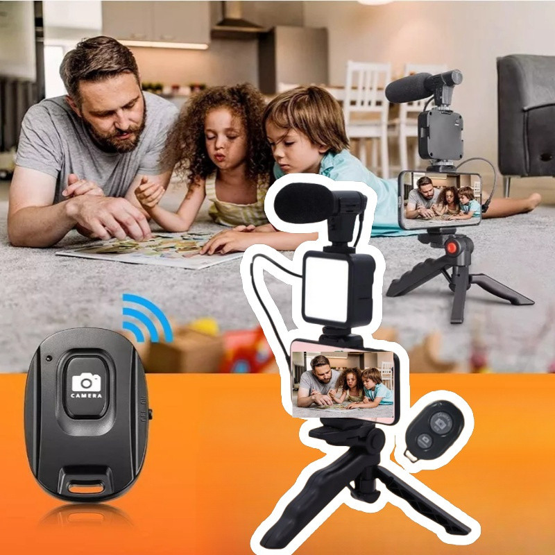 Kit De Vídeo Com Suporte De Telefone Tripé Andoer Phone Vlog