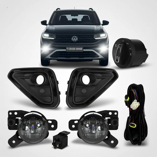 Kit Farol Milha Led T-Cross Sense A Partir 2025 Bot Original Neblina Serra Serração Farol Farolete Baixo Alto Noite