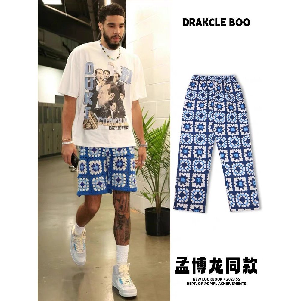 Tatum Meng Bolong mesmo estilo calças de basquete americano moletom outono inverno moletom Retro reto moletom masculino