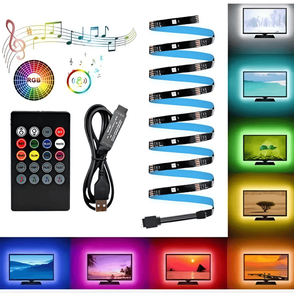 Fita led de luz app inteligente controle remoto rgb música luzes para quarto sala tv fundo carnaval natal
