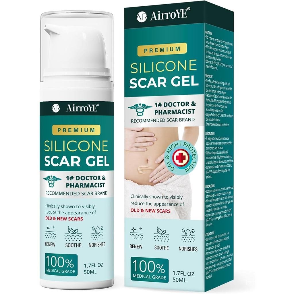 Gel de Silicone para Cicatrizes e Estrias: Creme 100% Silicone para Cicatrizes - Remove Cicatrizes Novas e Antigas 50g