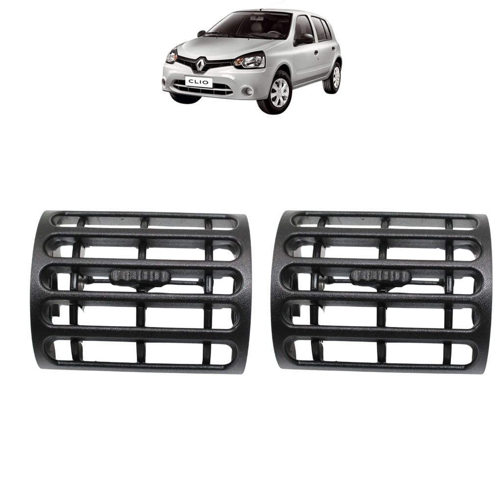 Par Difusor Ar Lateral Painel Clio 2000 01 02 03 04 Até 2016 Preto