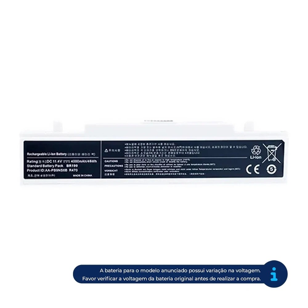 Bateria para Notebook Samsung NP270E4E 4000 mAh Branco