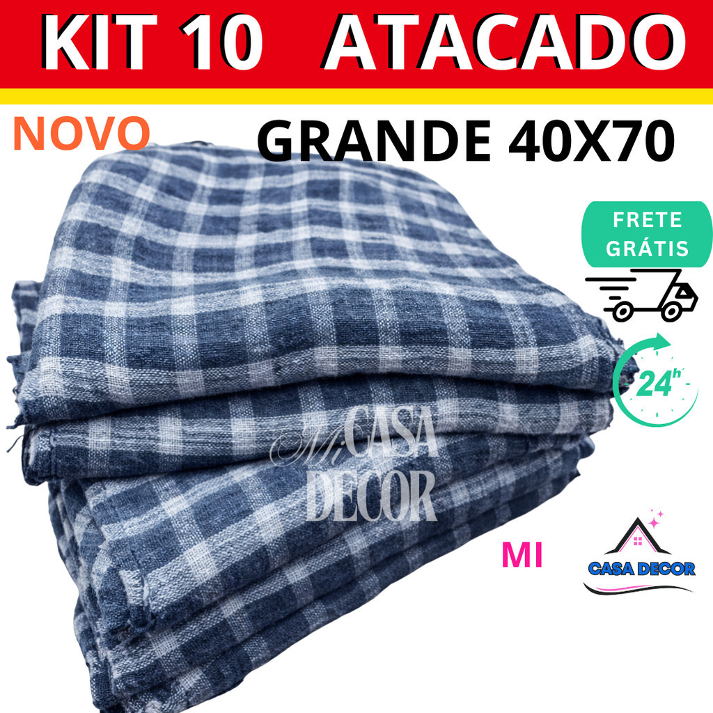 10 Pano de chão xadrez Extra Grande pano de limpeza 70x40
