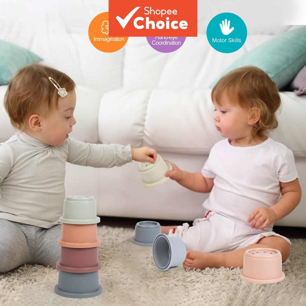 Copos De Empilhamento De Plástico , 8 Peças Para Crianças , Brinquedos Montessori Bebês De 6 A 12 Meses , Nidificação Ap