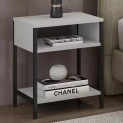 Mesa de Cabeceira Estilo Industrial Plaza L03 Branco - Mpozenato