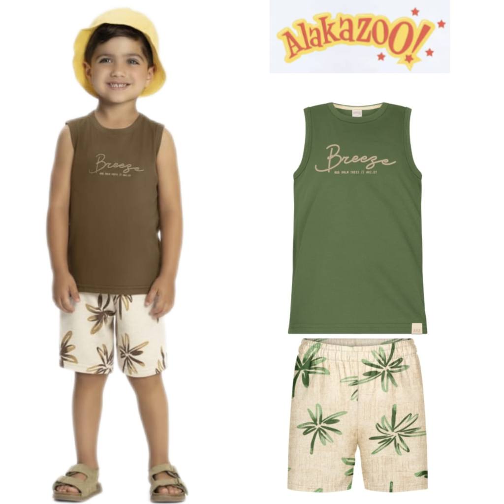 Conjunto Infantil Menino Regata com Bermuda Estampada Alakazoo