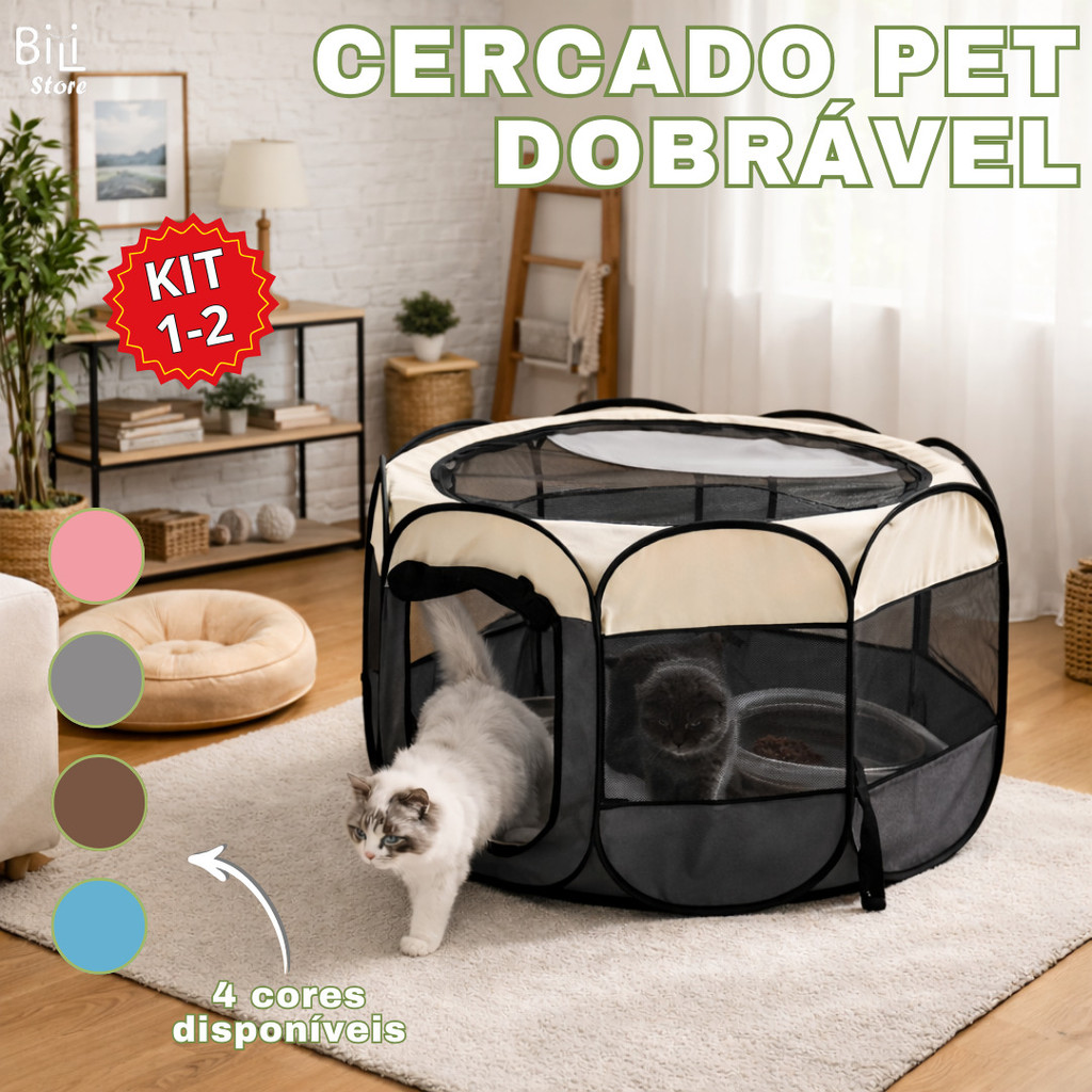 Casinha de Cachorro Cercado Pet Dobrável Portátil Grande 8 Painéis Resistente