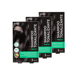 Kit com 3 Shampoos Tonalizantes Color Change Preto - Kiss New York