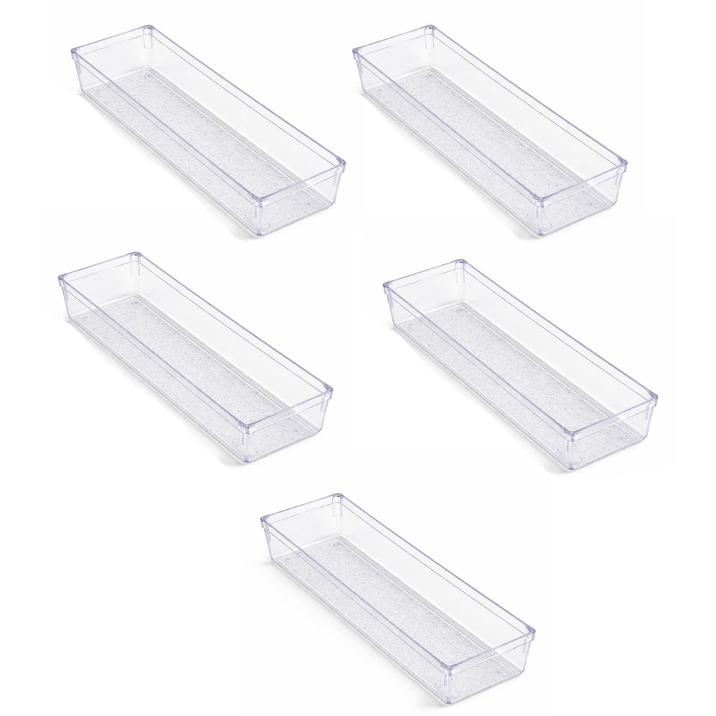 Organizador Multiuso Modular 1 a 5 Unid Maquiagem Acrílico Cristal Gaveta Geladeira 8x23x5,5