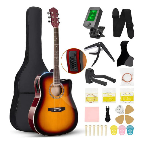 Kit Guitarra Elétrica Para Iniciantes Profissional + Afinador + Todos Acessórios Inclusos