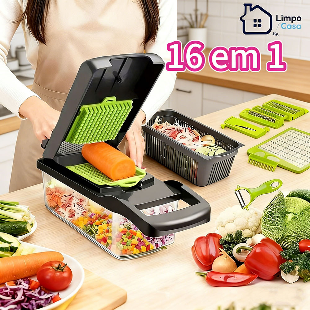 Cortador de vegetais multifuncional 16 em 1, ajudante de cozinha para cortar vegetais facilmente em Oferta na Shopee