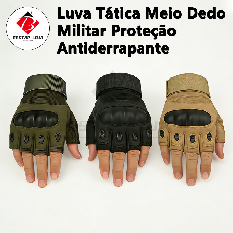 BESTAR LOJA  Luva Tática Meio Dedo Militar Proteção Antiderrapante Para Ciclismo Airsoft Outdoor em Oferta na Shopee