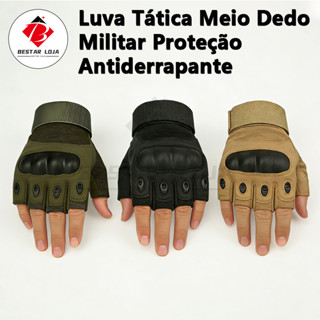 BESTAR LOJA  Luva Tática Meio Dedo Militar Proteção Antiderrapante Para Ciclismo Airsoft Outdoor em Oferta na Shopee