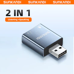 SUNKANDI 3.5mm USB/Tipo-C Aux Microfone Adaptador De Áudio Estéreo Placa De Som HUB Micro Conversor 7.1 Mono Para Comput
