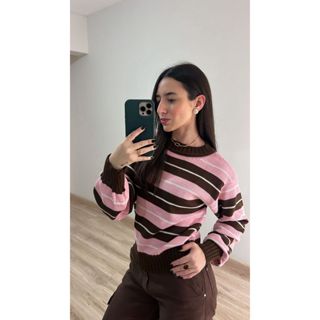 Blusa Feminina Básica Listrada Tricot Inverno em Oferta na Shopee