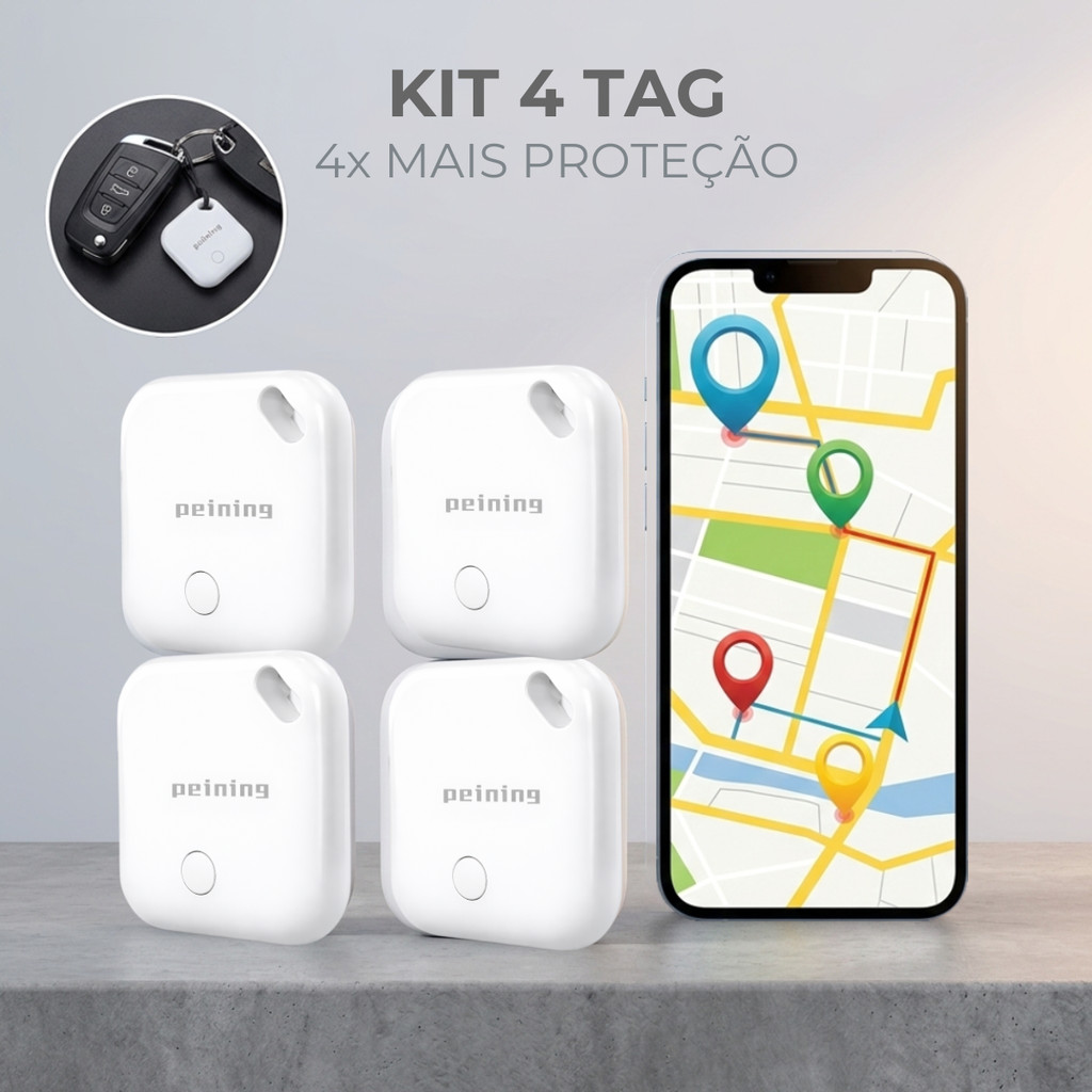 Kit 4 Peças Tag Rastreadora Mini Localizador Alta Precisão Branco