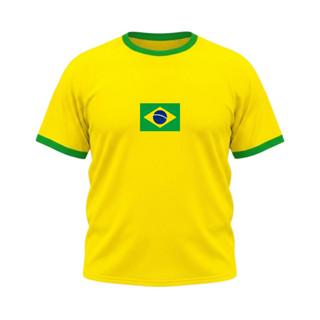 Camiseta Plus Size Manga Curta Bandeira Do Brasil Colorida em Oferta na Shopee