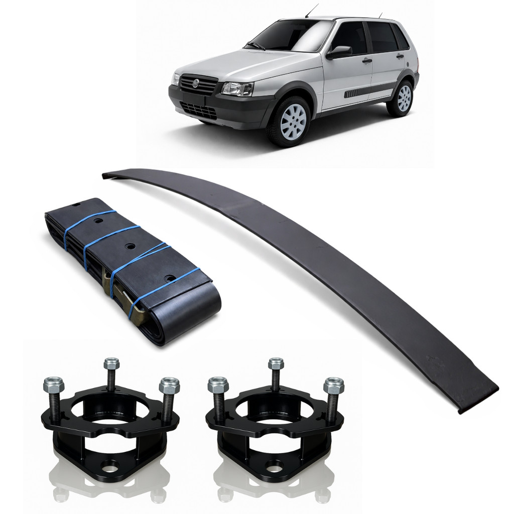 Kit Lift Dianteiro e Traseiro Suspensão Quarta Mola Fiat Uno Quadrado