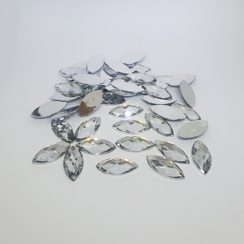 Chaton Navete Cristal Prata Sextavado 12x25mm 100 Und