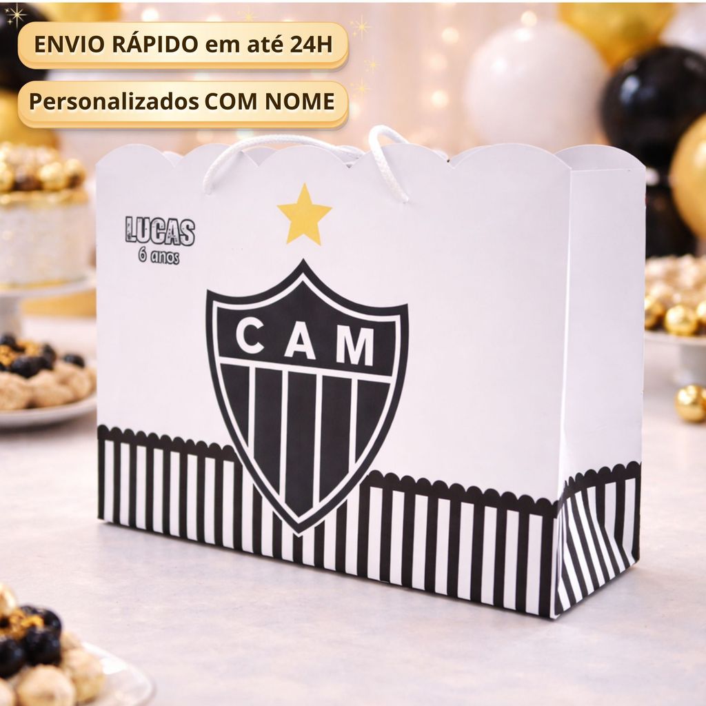 Sacolinha G Atlético Mineiro Pegue Monte Personalizada Caixinha Lembrancinha Kit Festa Luxo Sacolinha Grande Futebol