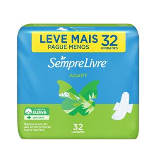 ABSORVENTE SEMPRE LIVRE ADAPT COBERTURA SUAVE COM ABAS 32 UNIDADES em Oferta na Shopee