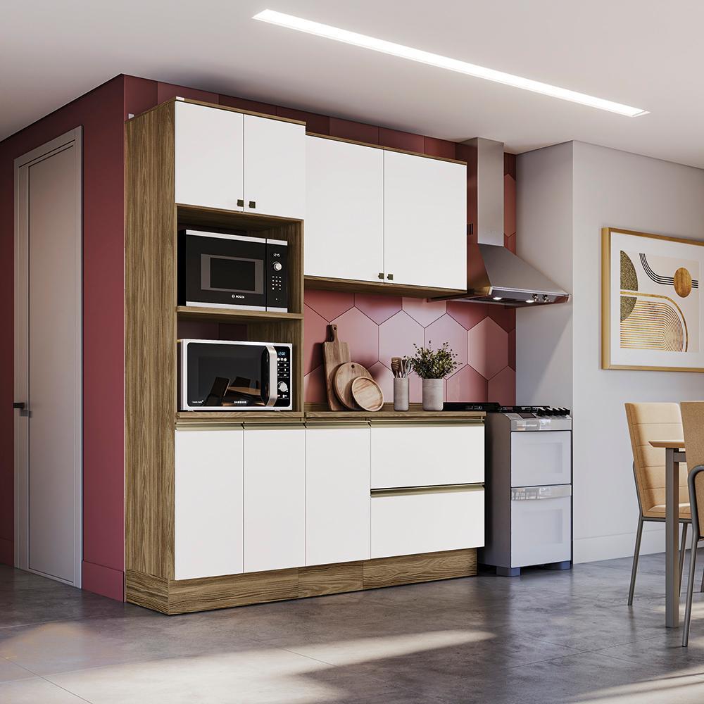 Armário de Cozinha Compacta Torre Quente 100% MDF 190cm Nogueira/Branco Celeste Kappesberg em Oferta na Shopee