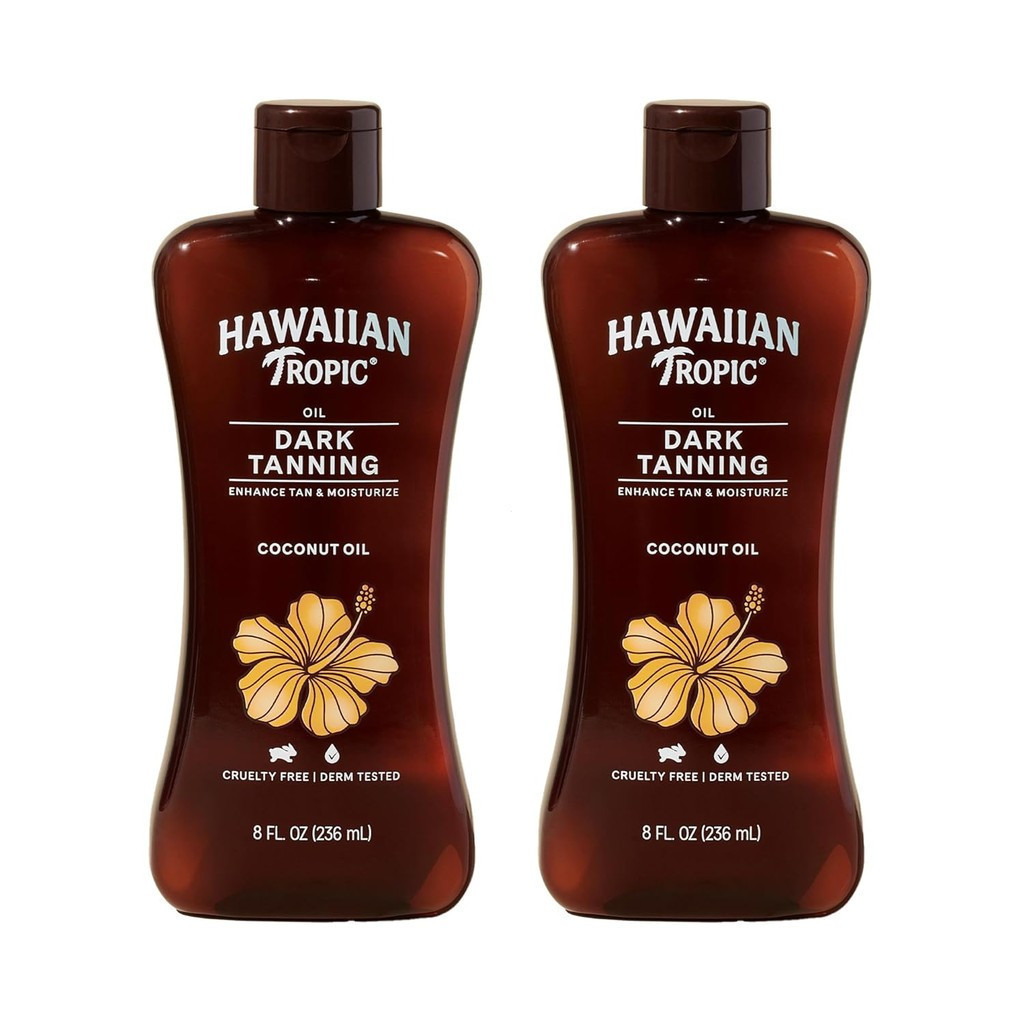 Óleo Bronzeador Hawaiian Tropic Dark, 8oz | Óleo Corporal Hidratante com Manteiga de Cacau, Intensificador de Bronzead