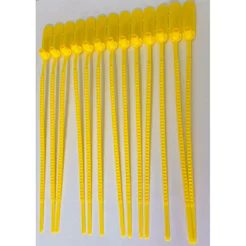 Lacre para malote dupla trava 27cm amarelo com 100 unidades