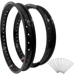 Par Aro Aluminio Three Heads Preto 2x18-1.60 Cg 150 160 + Raios Dianteiro Disco