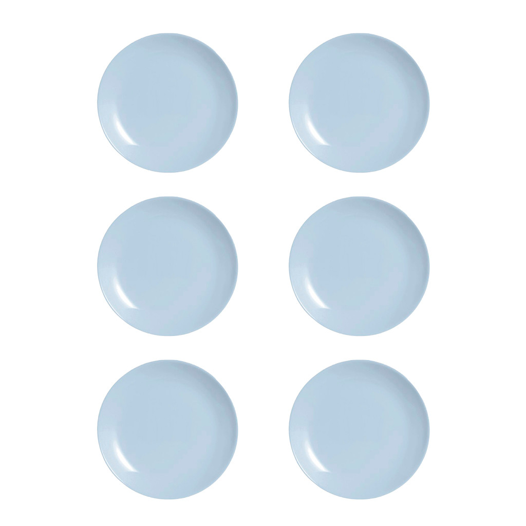 Kit C/6 Pratos de Vidro Resistente Diwali Paradise Azul 19cm P/ Sobremesa Luminarc