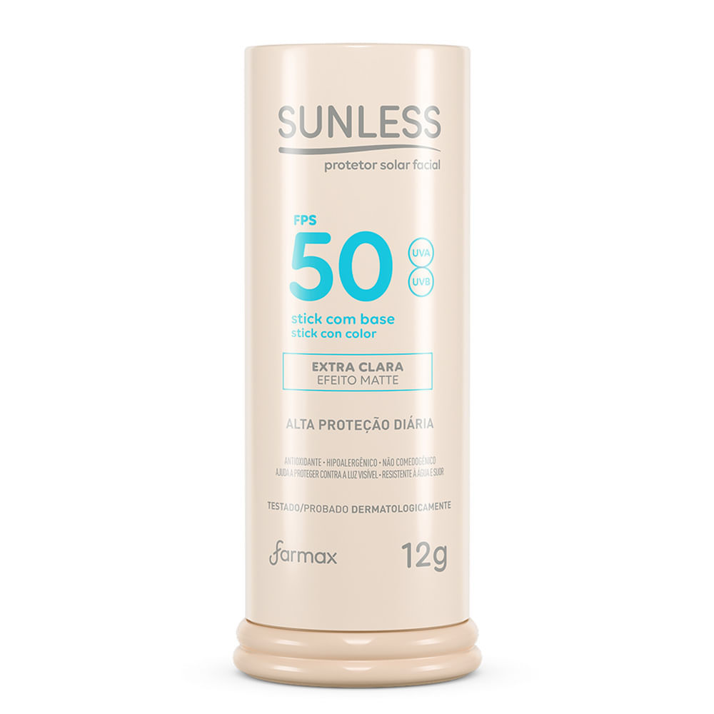 Protetor Solar Sunless Stick com Base Efeito Matte FPS 50 Cor Extra Clara 12g