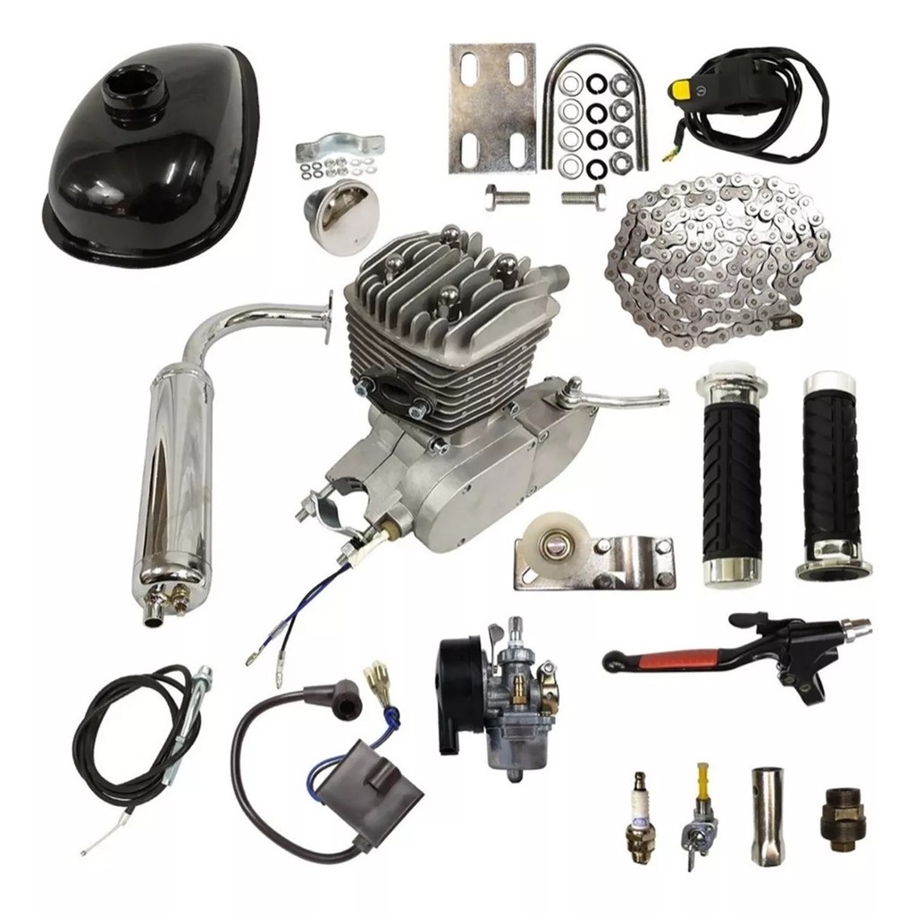 Kit Motor Bike Motorizada 80cc 2 Tempos Completo Prata