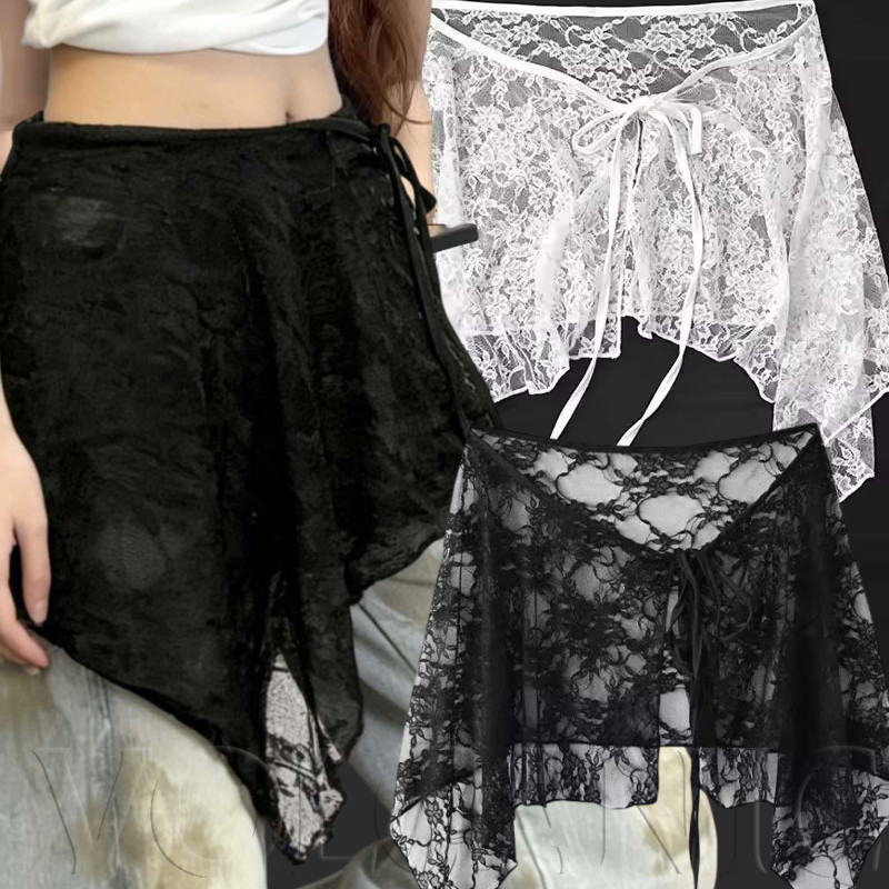 Saias Plissadas De Flores Bordadas-Renda Irregular " Cortina De Quadril " Saia-De Com Babados E Gravata-Capa De Menina P