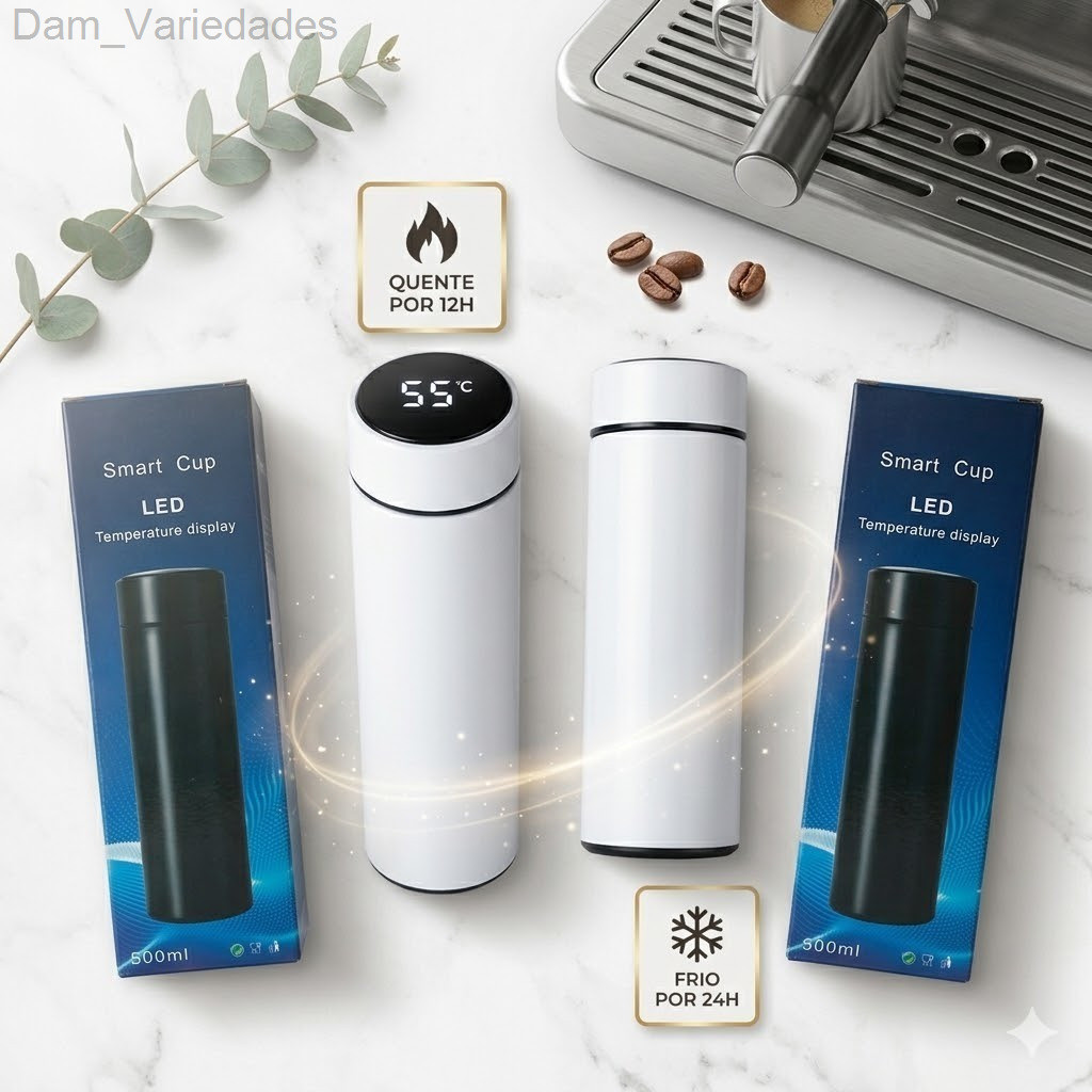 Garrafa Térmica Smart 500ml com Sensor de Temperatura LED Digital5BXV