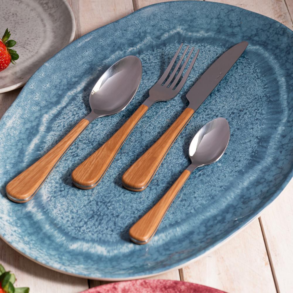 Faqueiro 24 Peças Wolff Milão Amadeirado em Oferta na Shopee