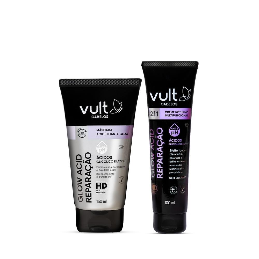Combo Vult Glow Acid Reparação: Creme Capilar 100ml + Máscara Capilar 150ml em Oferta na Shopee
