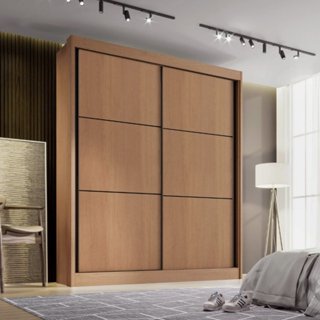 Guarda-roupa Mdf 2 Portas de Correr 3 Gavetas Milos Cinamomo/Off White em Oferta na Shopee