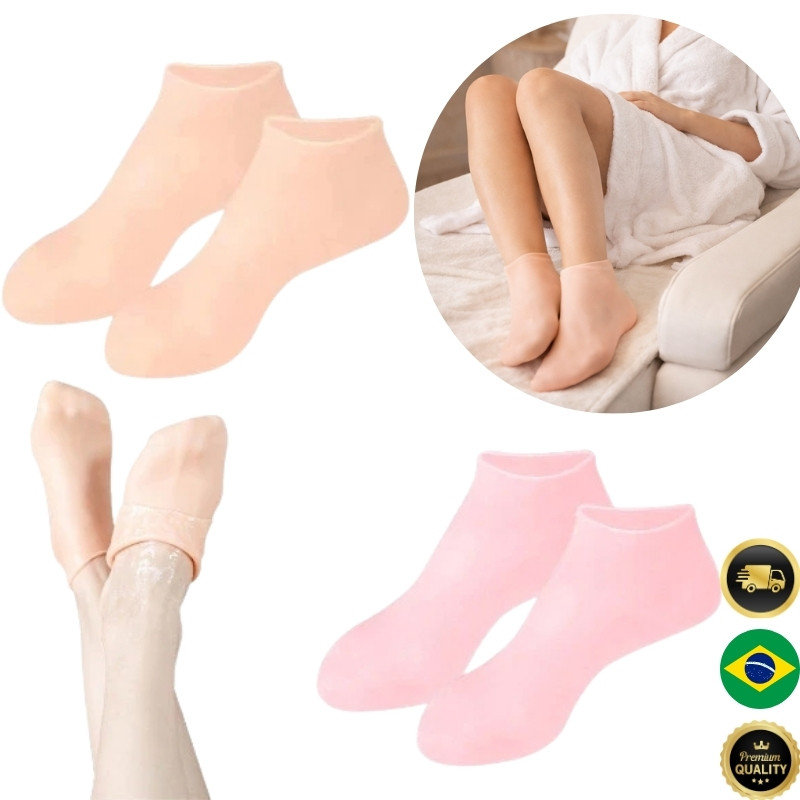 Par de Meias de Silicone Hidratantes para Pés | Tratamento Spa para Calcanhar Rachado | Gel Protetor Reutilizável em Oferta na Shopee