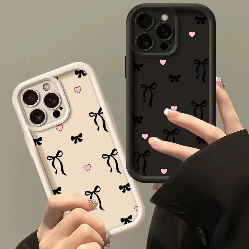 Capa de Silicone Macia com Laço de Amor para Samsung Galaxy A56 A16 A06 A55 A54 A54 A53 A15 A14 A35 A34 A17 A07 A52 A73 