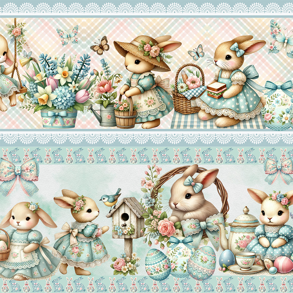 Tricoline Digital Barrado Páscoa dos Sonhos, 55cm x 1,50mt em Oferta na Shopee