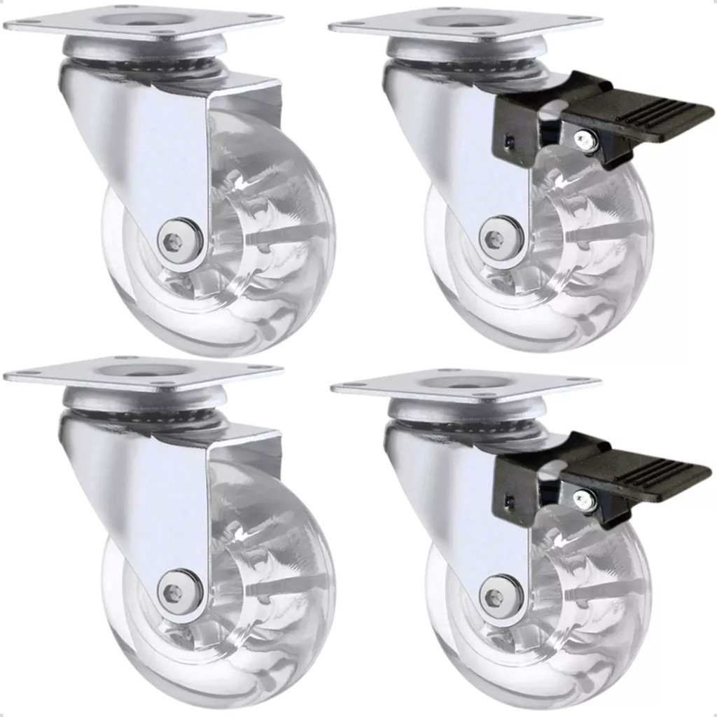 Rodinha 50mm Kit 4 Rodizio Silicone Giratório Gel Ante Risco Com Freio e Sem Freio em Oferta na Shopee