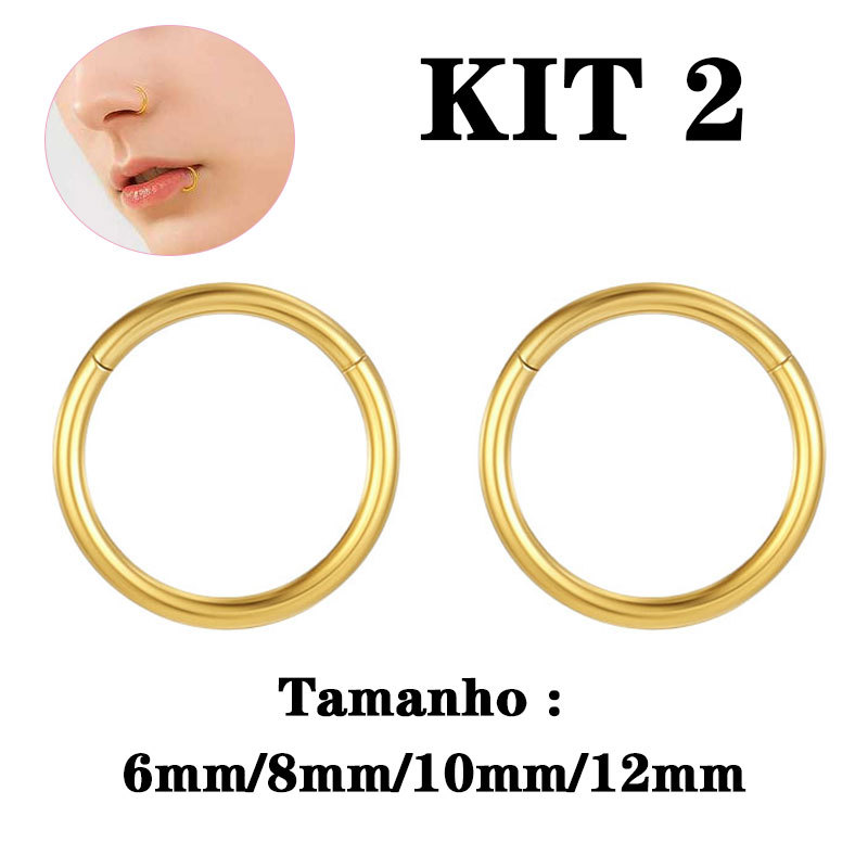 Anel Kit 2 Piercing Argola Segmento Articulado Aço cirúrgico Nariz/helix em Oferta na Shopee