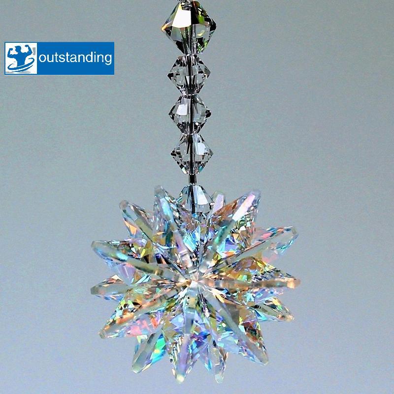 Excelente Moda Colorido Cristal Suncatcher Prisma Ornamento Arco-Íris Fabricante Janela Decoração Para Casa De Natal Pre
