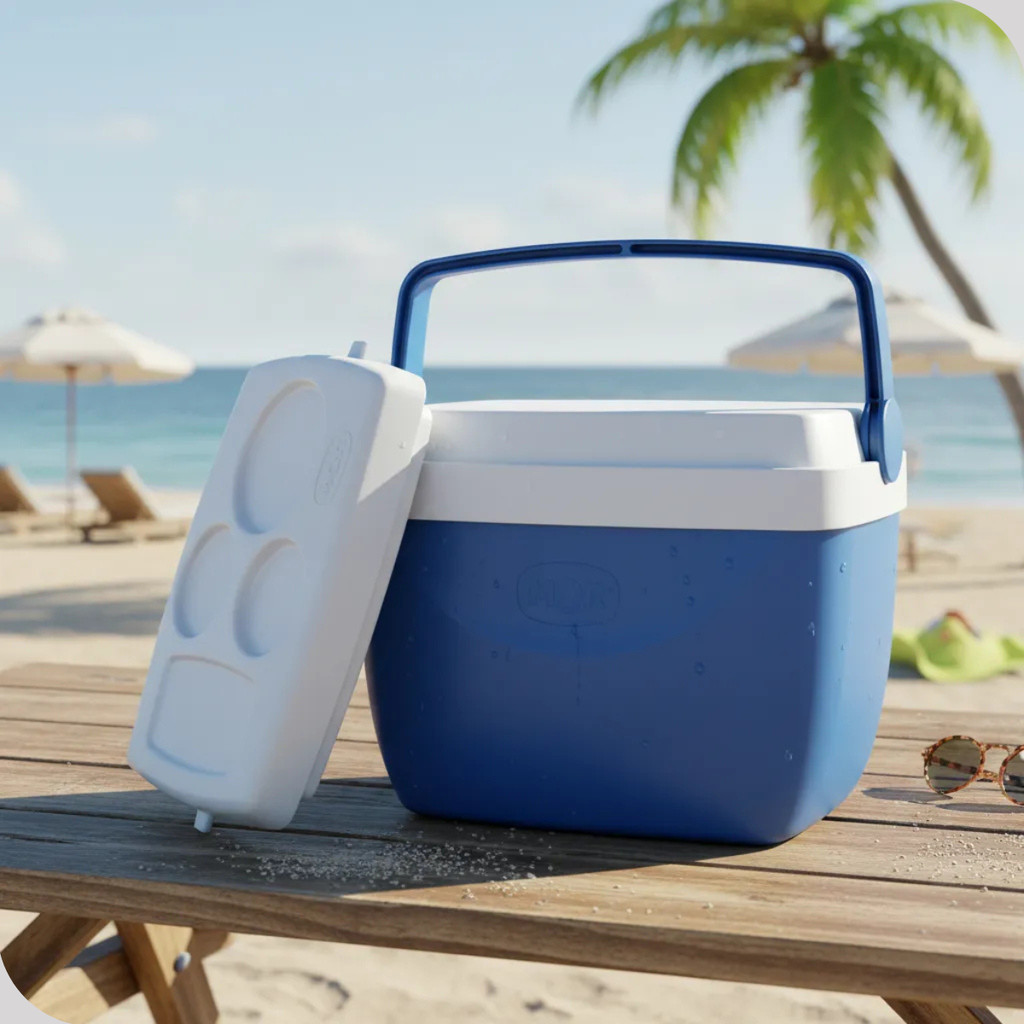 Caixa Térmica 34L Cooler Grande Com Porta Copos Azul Mor Bebidas Praia Pesca Camping Viagem