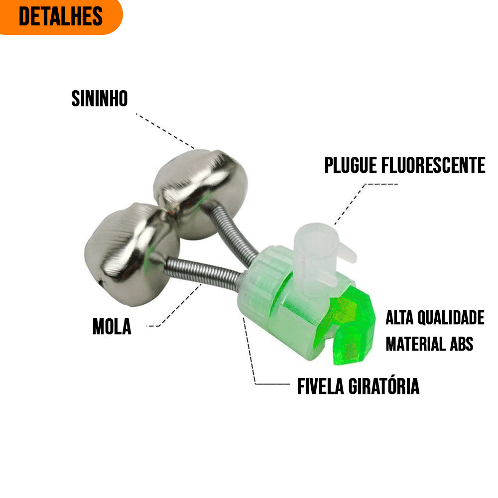 Kit 5 10 20 50 Un Sininho Duplo Alarme Para Vara Pesca Isca